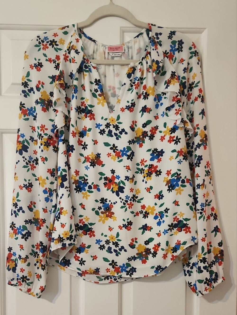 KATE SPADE White Floral Long-Sleeve Top